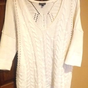 Express Women's Large White Cable Knit Sweater